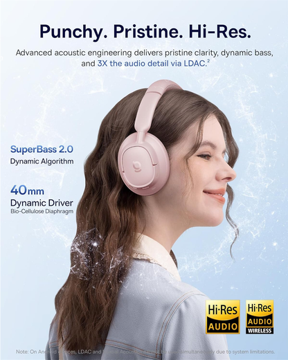 Handsfree Bluetooth Baseus Bass BH1 NC, MultiPoint, A2DP, ANC, Ροζ A0203704