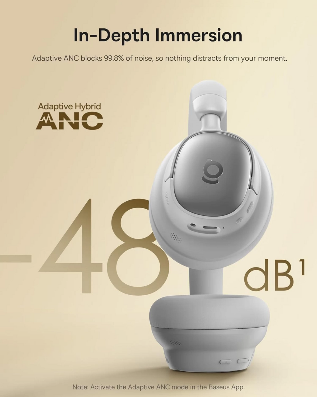 Handsfree Bluetooth Baseus Bowie Bass MH1, MultiPoint, A2DP, ANC, Gray A0203905