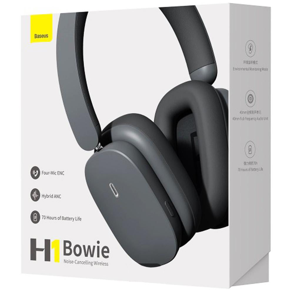 Handsfree Bluetooth Baseus Bowie H1, A2DP, ANC, γκρι 