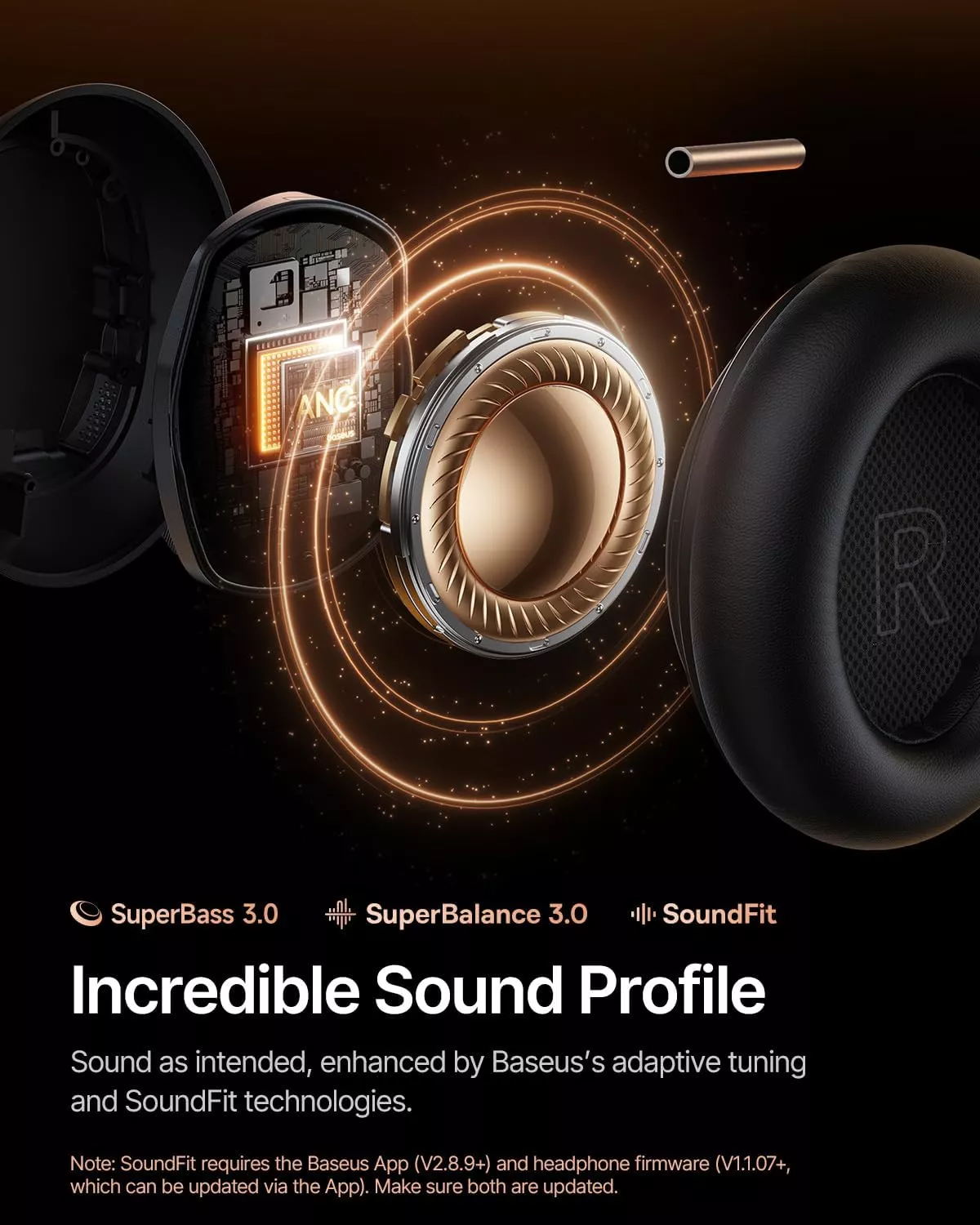 Handsfree Bluetooth Baseus Inspire XH1 Sound by Bose, A2DP, ANC, Μαύρο A00085701123-00