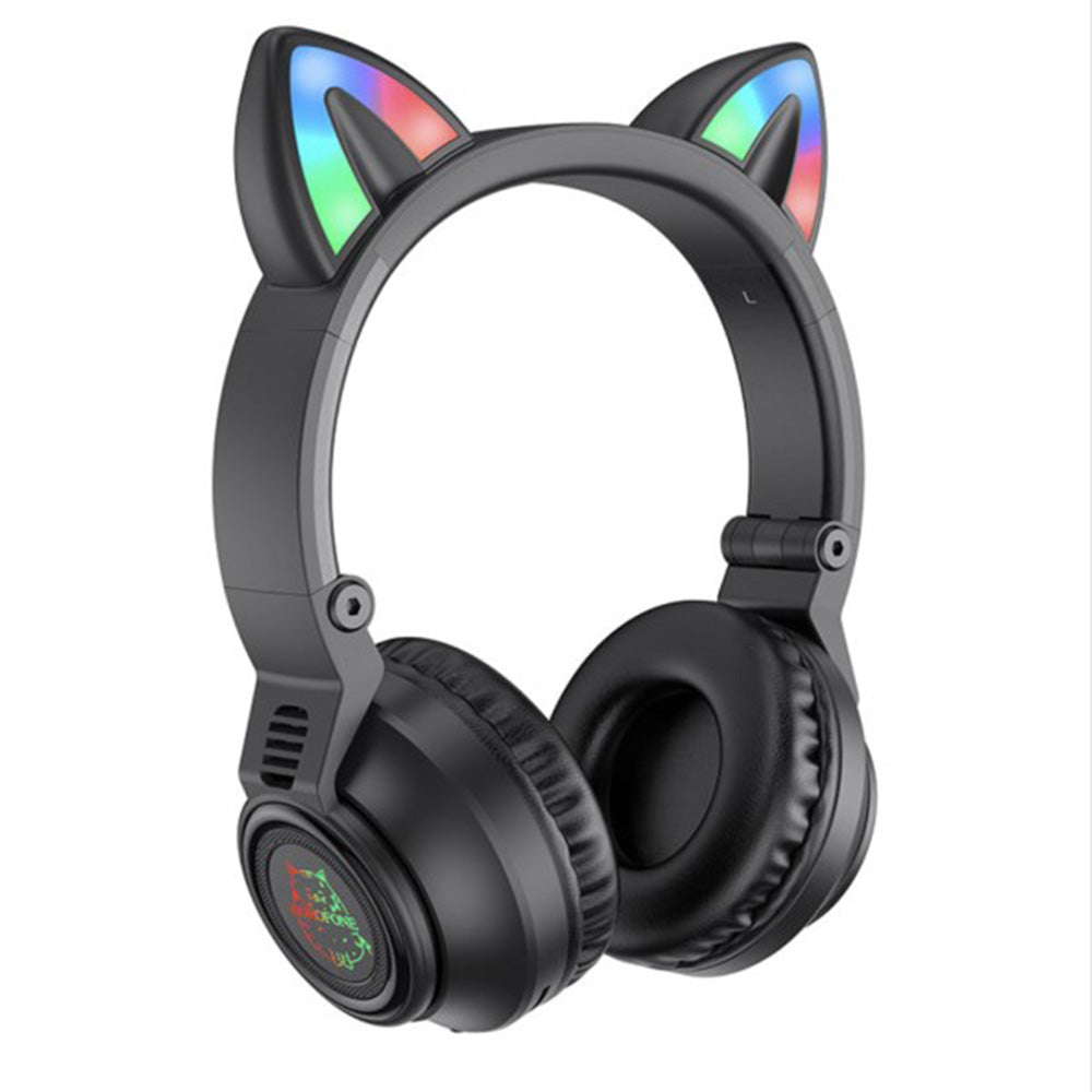 Handsfree Bluetooth Borofone BO18 Cat Ear, A2DP, Μαύρο
