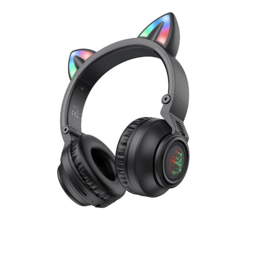 Handsfree Bluetooth Borofone BO18 Cat Ear, A2DP, Μαύρο