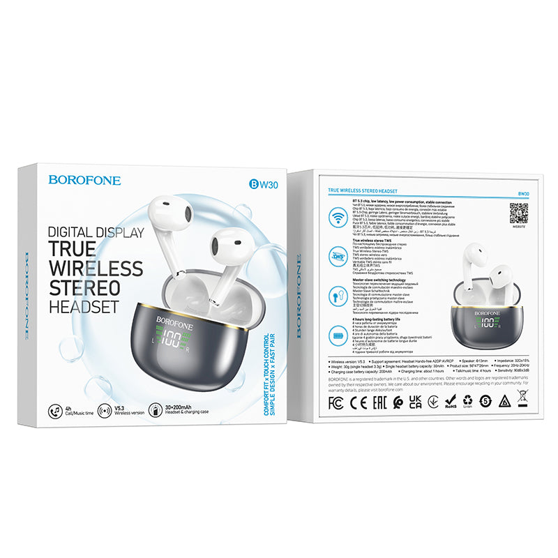 Handsfree Bluetooth Borofone BW30, TWS, Gri