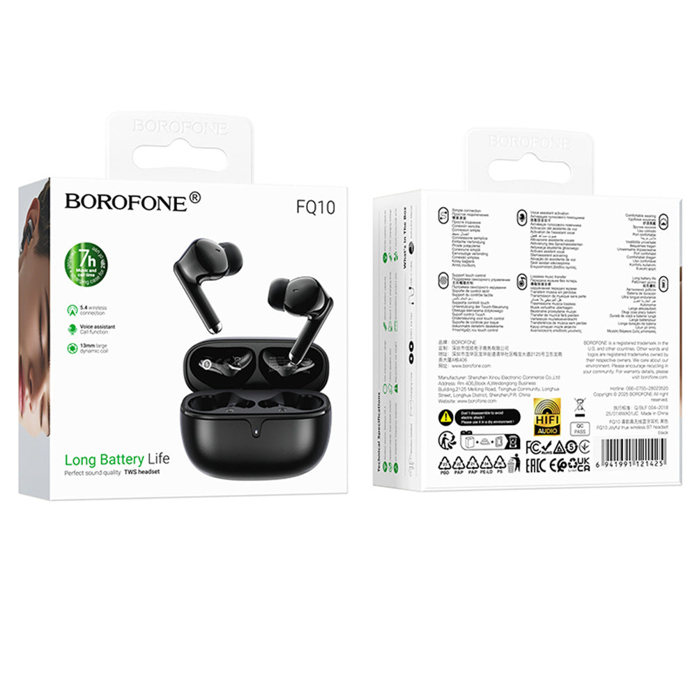 Handsfree Bluetooth Borofone FQ10 Joyful, TWS, Μαύρο