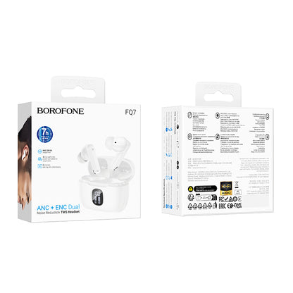 Handsfree Bluetooth Borofone FQ7 Treasure, TWS, ANC, MultiPoint, Λευκό