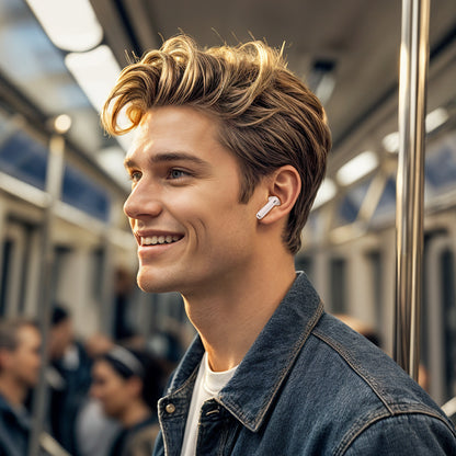 Handsfree Bluetooth Borofone FQ7 Treasure, TWS, ANC, MultiPoint, Λευκό