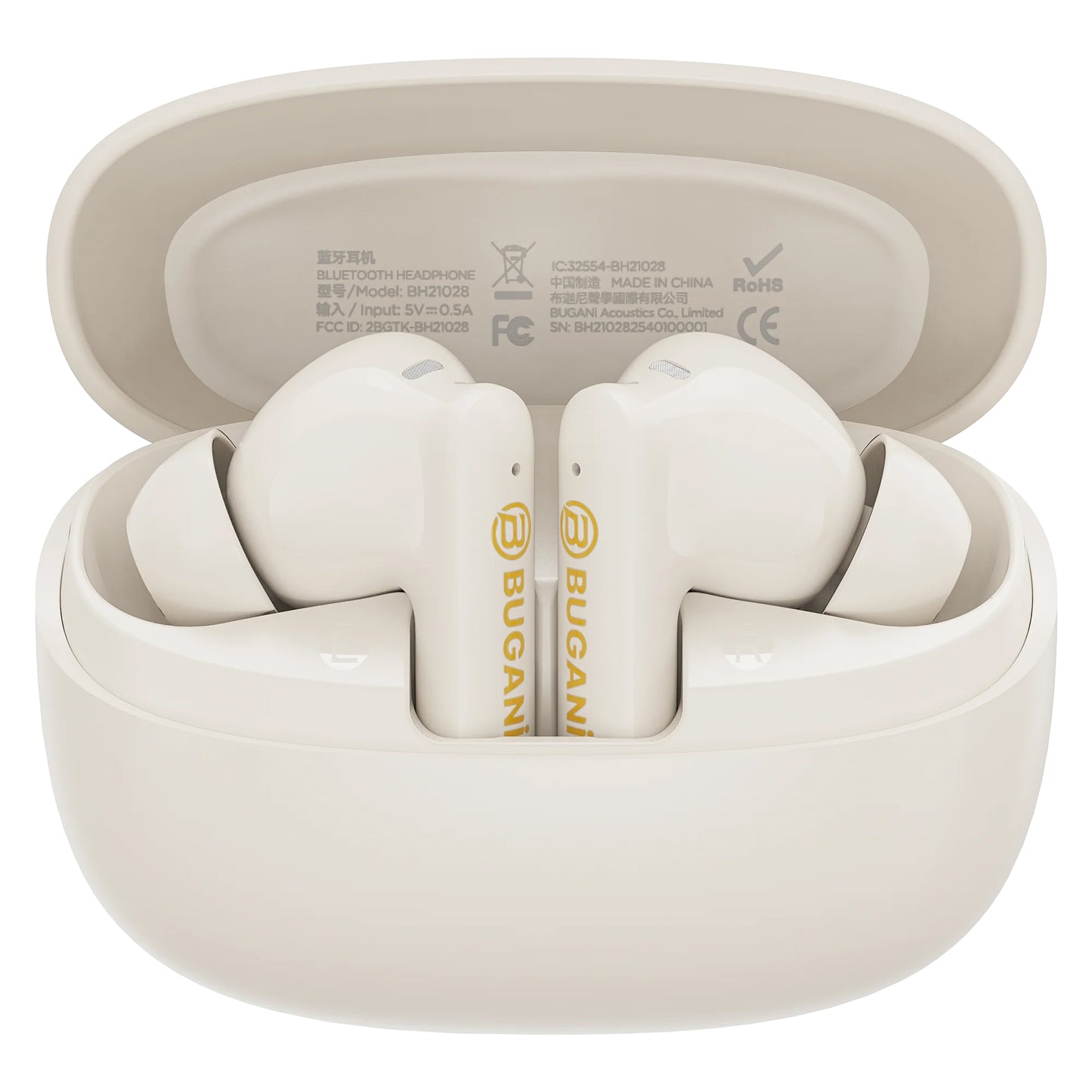 Ασύρματα ακουστικά Bluetooth Bugani Freebuds B20, TWS, ANC, Ανοιχτό Κρεμ