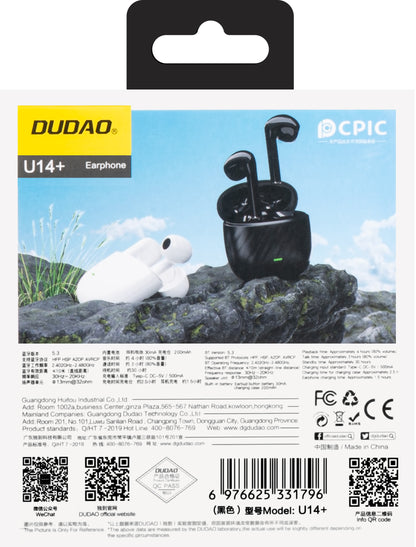 Handsfree Bluetooth Dudao U14+, TWS, Μαύρο