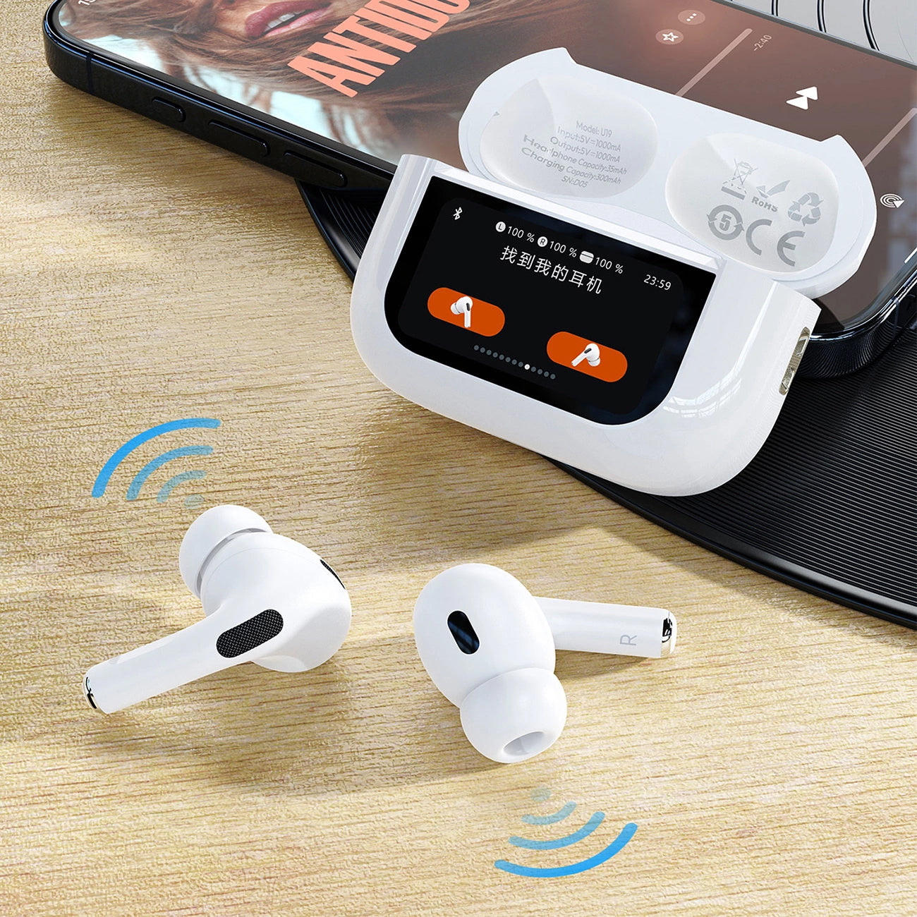 Handsfree Bluetooth Dudao U19 Display, TWS, Λευκό