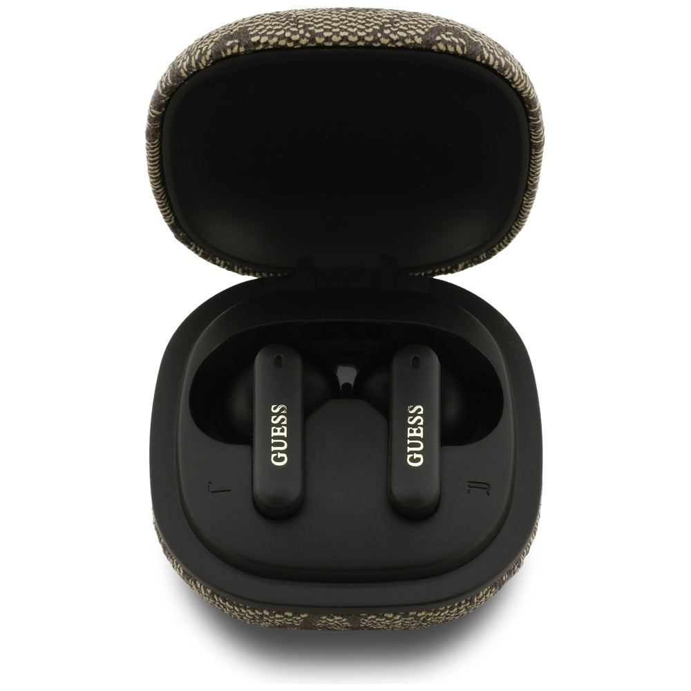 Handsfree Bluetooth Guess 4G Classic Metal Logo, TWS, Καφέ