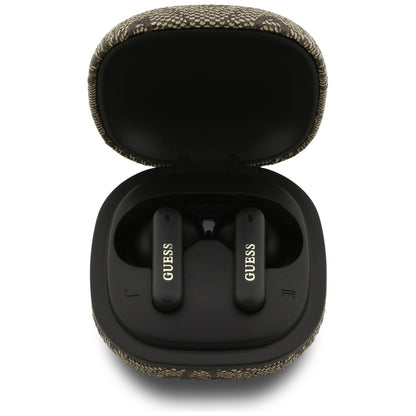 Handsfree Bluetooth Guess 4G Classic Metal Logo, TWS, Καφέ