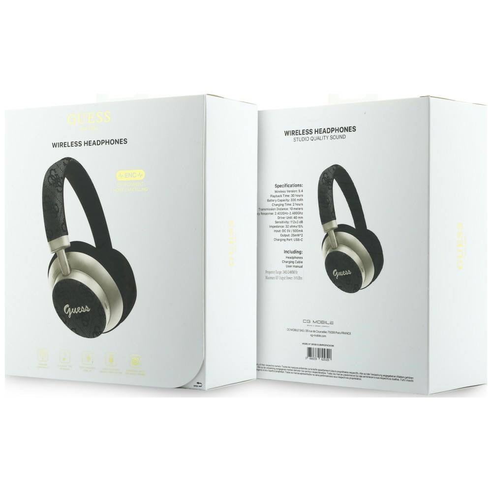 Ασύρματο Bluetooth Handsfree Guess 4G Gold Script Metal, A2DP, Μαύρο