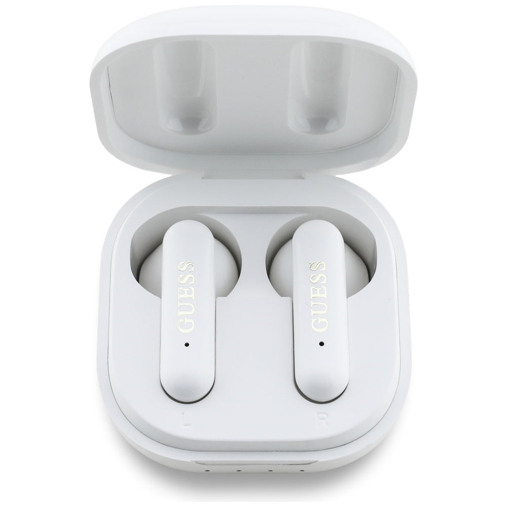 Handsfree Bluetooth Guess 4G Metal Logo, TWS, Λευκό
