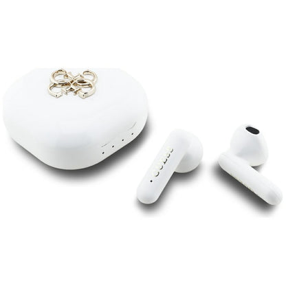 Handsfree Bluetooth Guess 4G Metal Logo, TWS, Λευκό