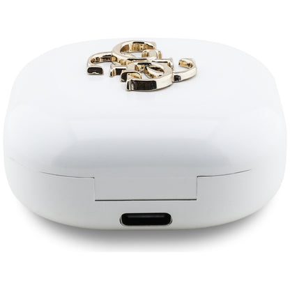 Handsfree Bluetooth Guess 4G Metal Logo, TWS, Λευκό