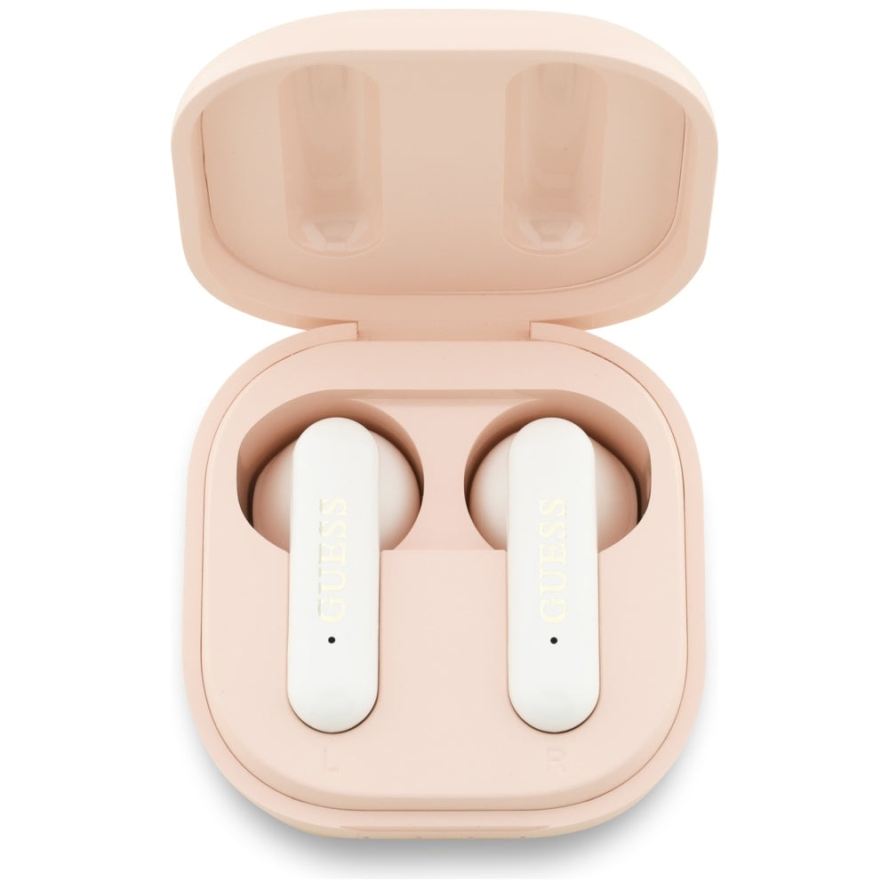 Handsfree Bluetooth Guess 4G Metal Logo, TWS, Ροζ