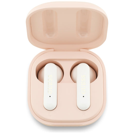 Handsfree Bluetooth Guess 4G Metal Logo, TWS, Ροζ