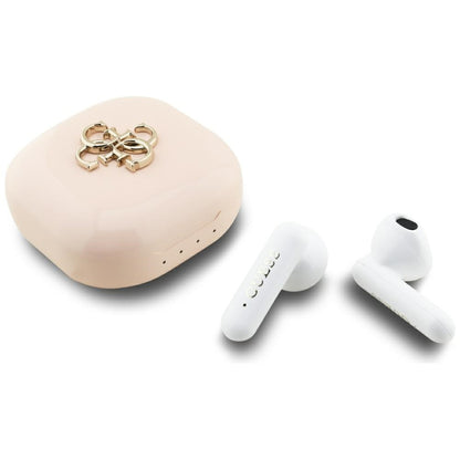 Handsfree Bluetooth Guess 4G Metal Logo, TWS, Ροζ