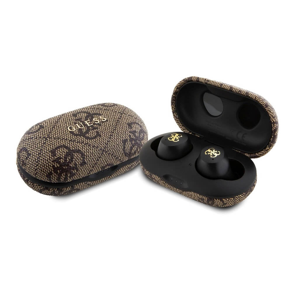 Handsfree Bluetooth Guess 4G Metal, TWS, Καφέ