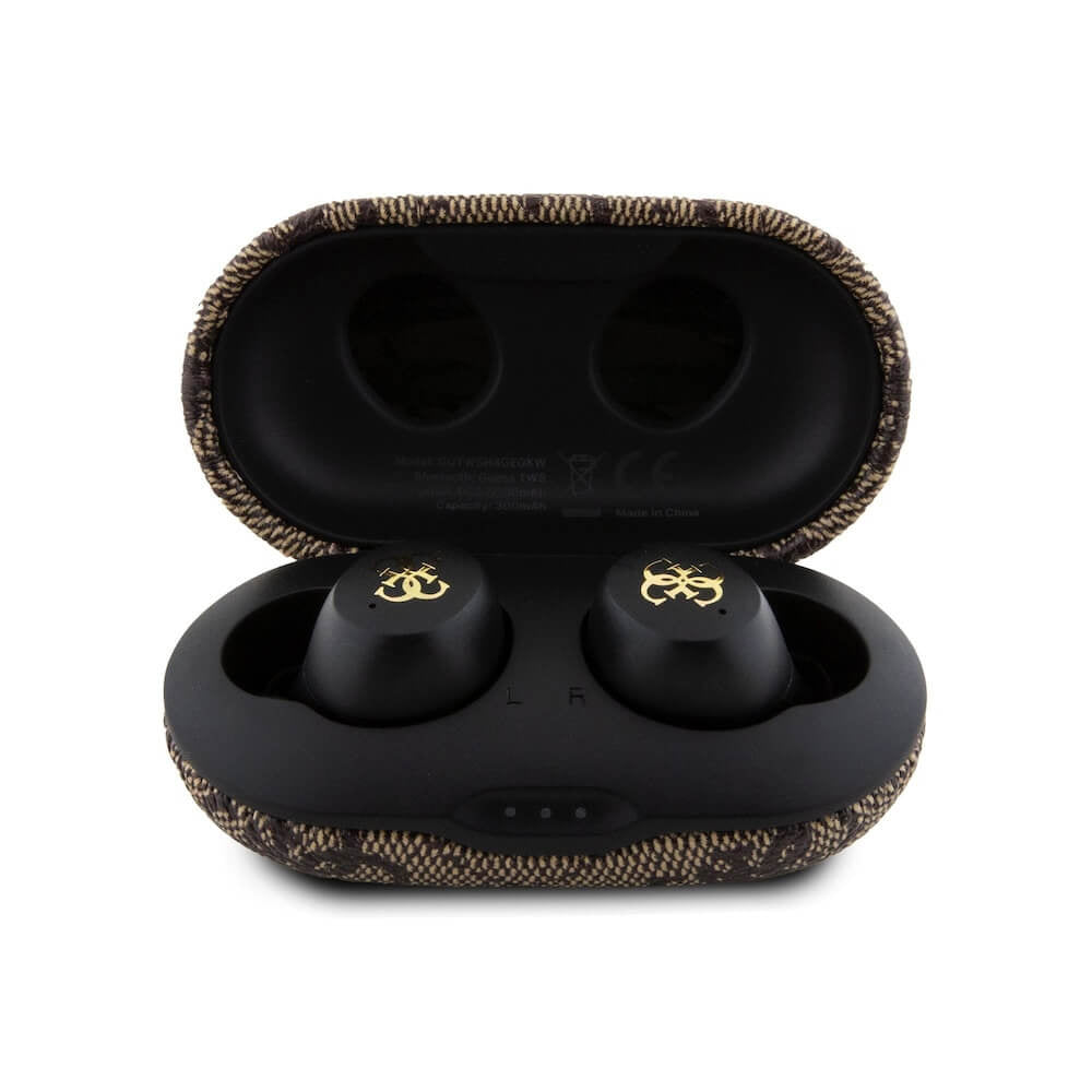 Handsfree Bluetooth Guess 4G Metal, TWS, Καφέ