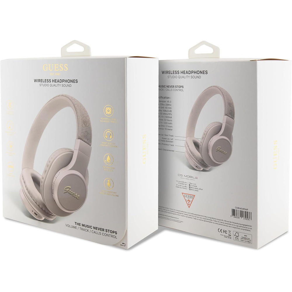 Handsfree Bluetooth Guess 4G Tone on Tone Script Logo, A2DP, Ροζ