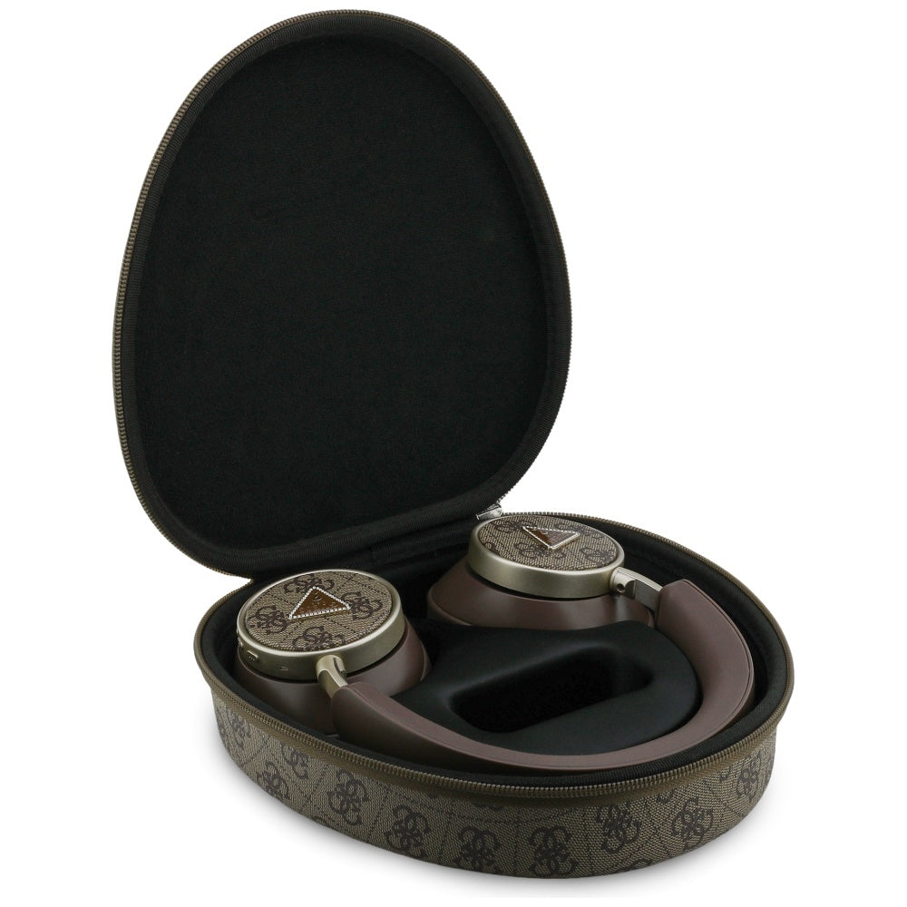 Handsfree Bluetooth Guess 4G Gold Triangle Logo, A2DP, Καφέ