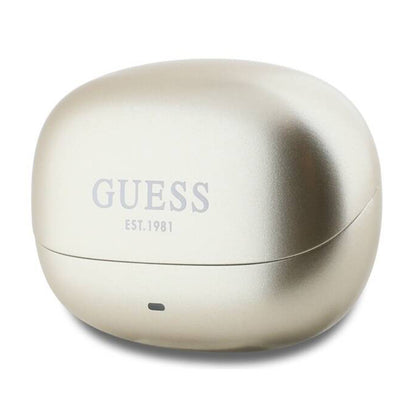 Handsfree Bluetooth Guess Capsule με Εκτυπωμένο Λογότυπο, TWS, ANC, Χρυσό