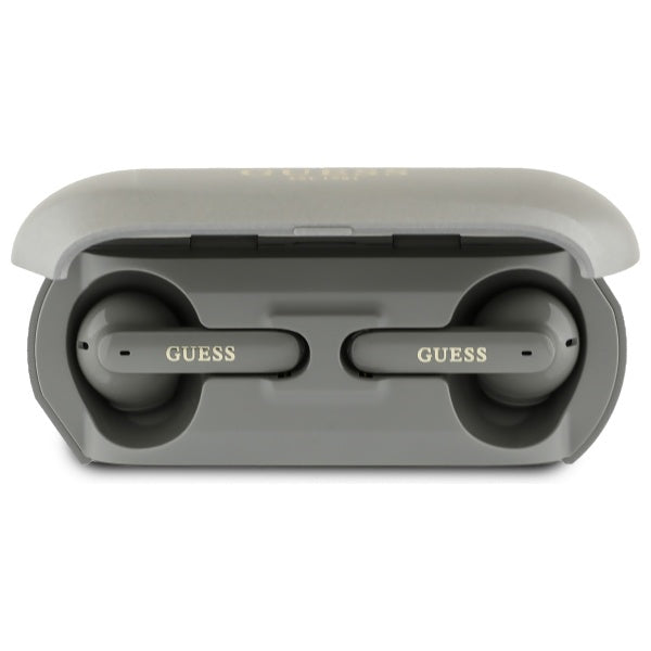 Handsfree Bluetooth Guess Elongated Metallic Printed Logo, TWS, Γκρι