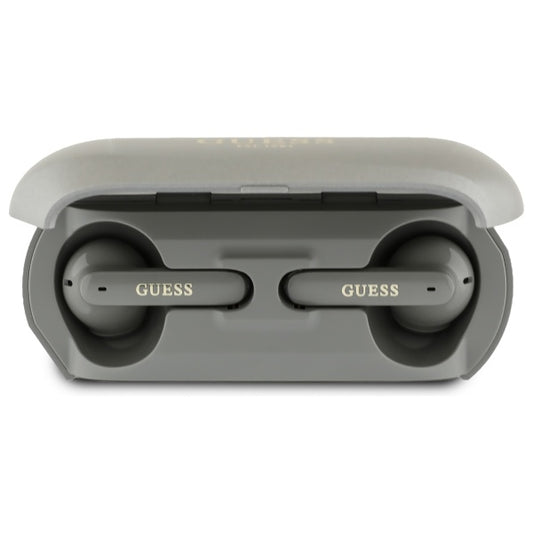 Handsfree Bluetooth Guess Elongated Metallic Printed Logo, TWS, Γκρι
