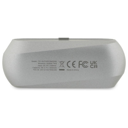 Handsfree Bluetooth Guess Elongated Metallic Printed Logo, TWS, Γκρι