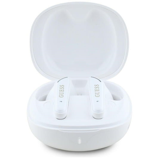 Handsfree Bluetooth Guess Flat Classic Logo Electroplated, TWS, Λευκό