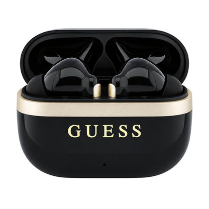 Ασύρματα ακουστικά Bluetooth Guess Glossy Gold Line Printed Classic Logo, TWS, Μαύρα