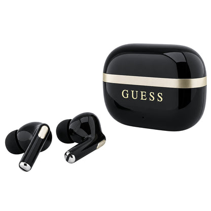Ασύρματα ακουστικά Bluetooth Guess Glossy Gold Line Printed Classic Logo, TWS, Μαύρα