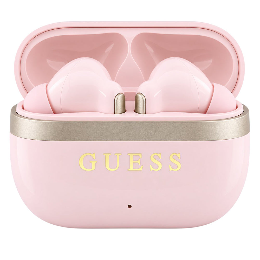 Ακουστικά Bluetooth Guess Glossy Gold Line Printed Classic Logo, TWS, Ροζ