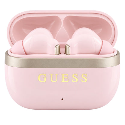 Ακουστικά Bluetooth Guess Glossy Gold Line Printed Classic Logo, TWS, Ροζ