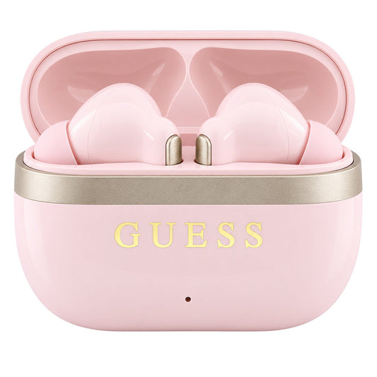 Ακουστικά Bluetooth Guess Glossy Gold Line Printed Classic Logo, TWS, Ροζ