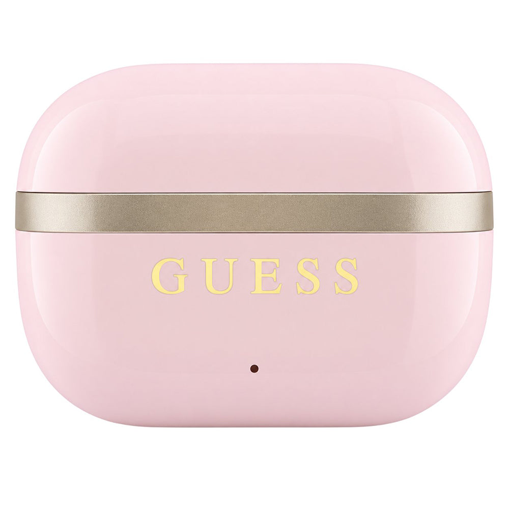 Ακουστικά Bluetooth Guess Glossy Gold Line Printed Classic Logo, TWS, Ροζ
