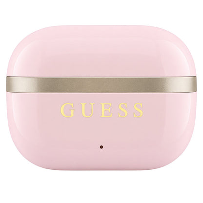 Ακουστικά Bluetooth Guess Glossy Gold Line Printed Classic Logo, TWS, Ροζ