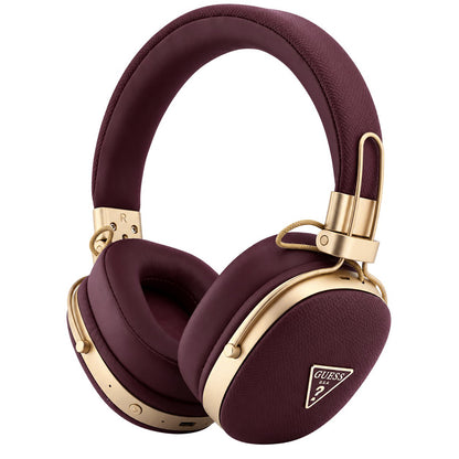 Ακουστικά Bluetooth Handsfree Guess Grained Triangle Logo, A2DP, Μπορντό