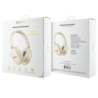 Handsfree Bluetooth Guess Metal Script Logo, A2DP, Μπεζ