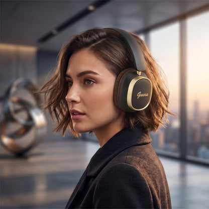 Handsfree Bluetooth Guess Rectangle Metal Script, A2DP, Καφέ