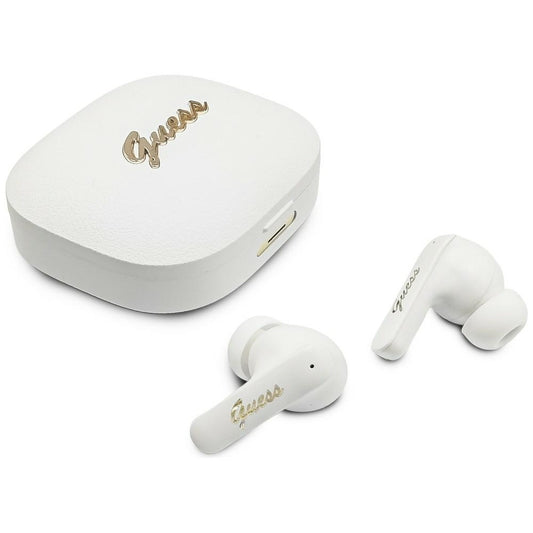 Handsfree Bluetooth Guess Script Metal Logo, TWS, Λευκό
