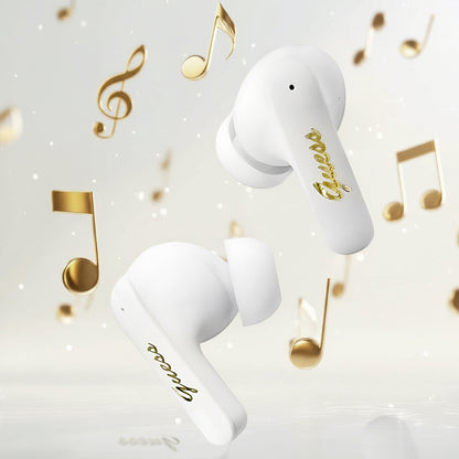 Handsfree Bluetooth Guess Script Metal Logo, TWS, Λευκό