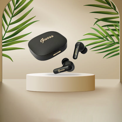 Handsfree Bluetooth Guess Script Metal Logo, TWS, Μαύρο