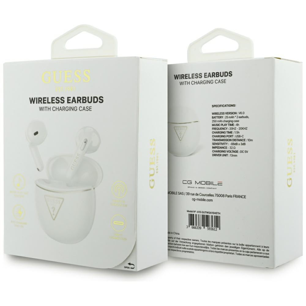 Handsfree Bluetooth Guess Script Print, TWS, Λευκό