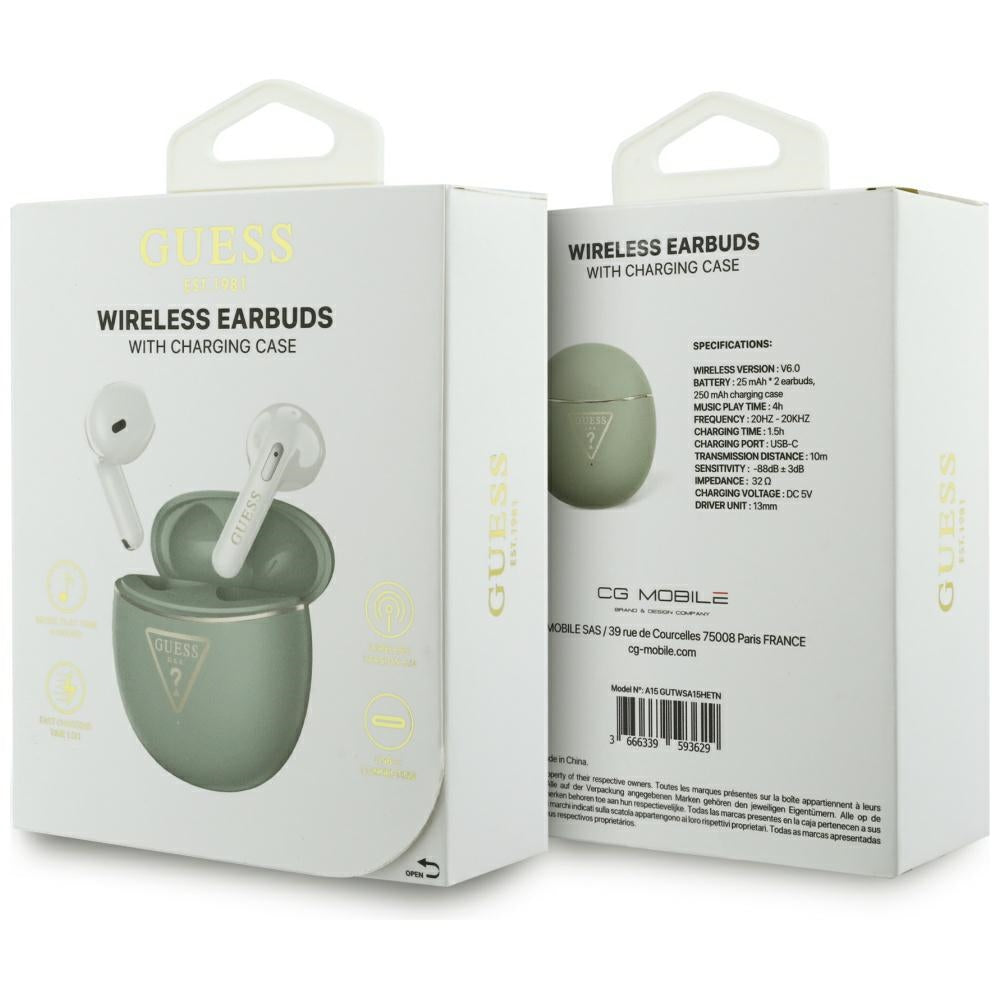 Handsfree Bluetooth Guess Script Print, TWS, Κακί