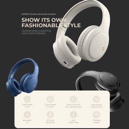 Handsfree Bluetooth HAVIT H633BT, Multipoint, A2DP, Μπεζ