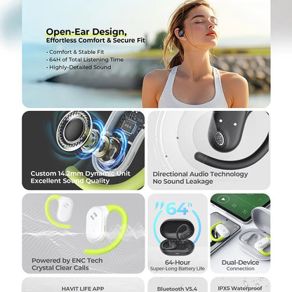Handsfree Bluetooth HAVIT OWS915, TWS, Μαύρο