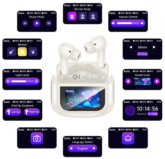 Handsfree Bluetooth HOCO EQ21, TWS, ANC, Λευκό