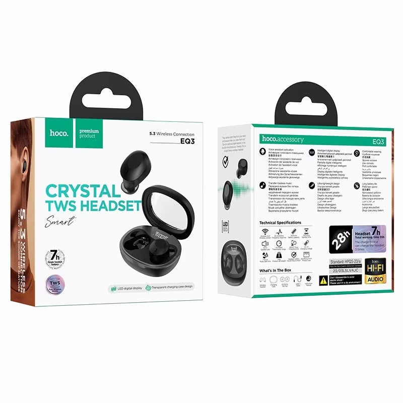 Handsfree Bluetooth HOCO EQ3, TWS, Μαύρο